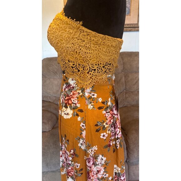 Romantic Floral Maxi Dress Feminine Fairy Sleeveless Beach Whimsy Cottage Core - Picture 3 of 11